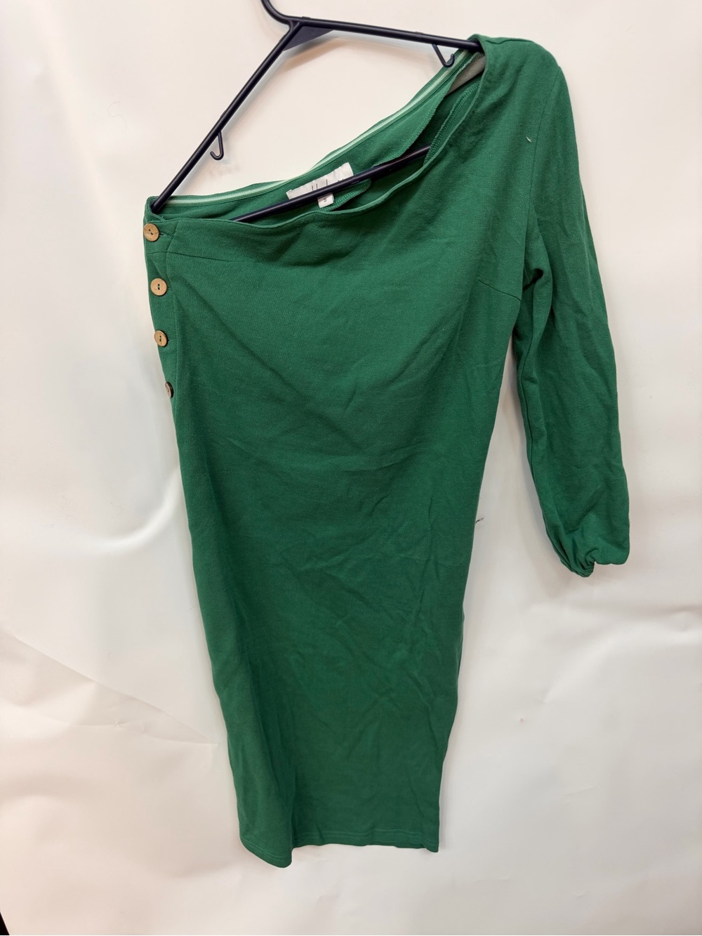 Callahan Emerald One-Shoulder Button-Trim Dress women’s size small